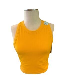 DSG Women’s High Neck Brami 2XL University Gold Ribbed Seamless Crop Tank Top